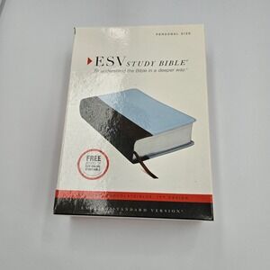 New ESV Study Bible Personal Size Chocolate Blue Ivy Design TruTone Leather
